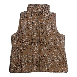 Loft Outlet Tan Leopard Print Puffer Vest Women's
